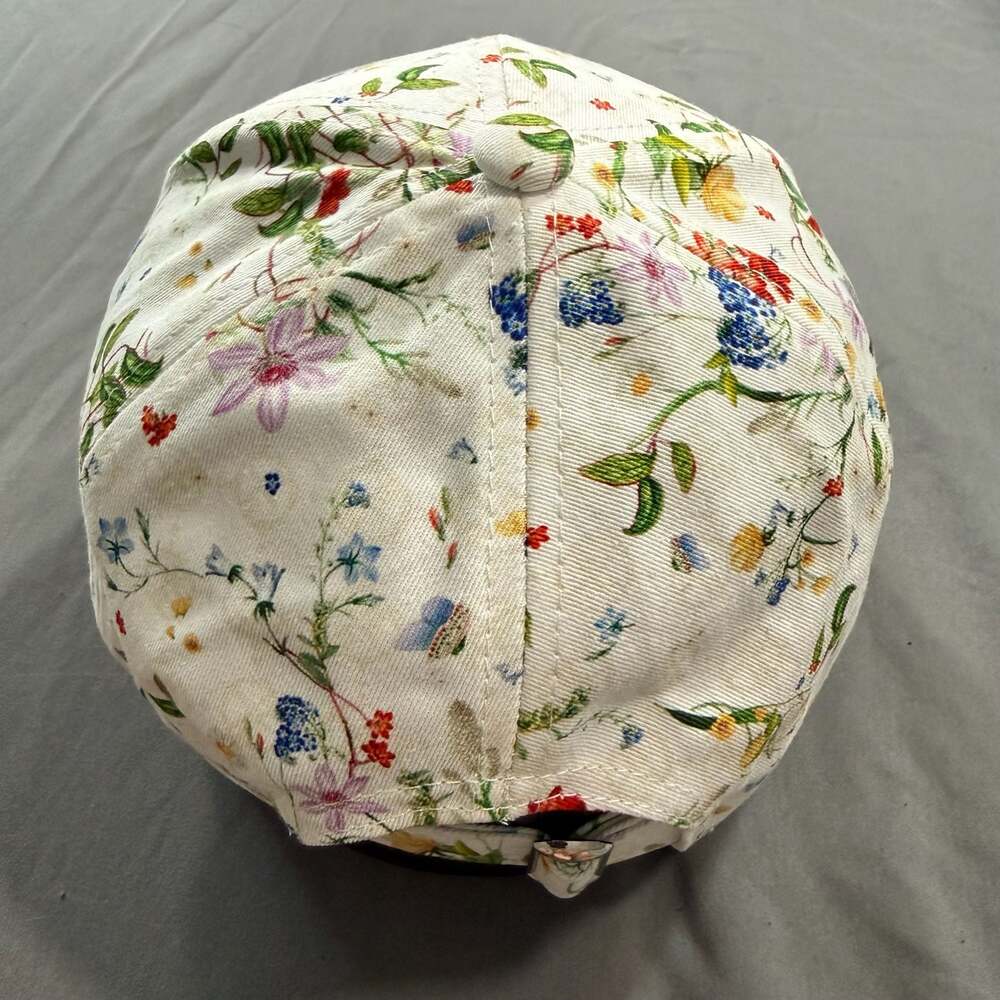 Giani Bernini Botanical Floral Print Baseball Cap Hat Adjustable White - Picture 3 of 7